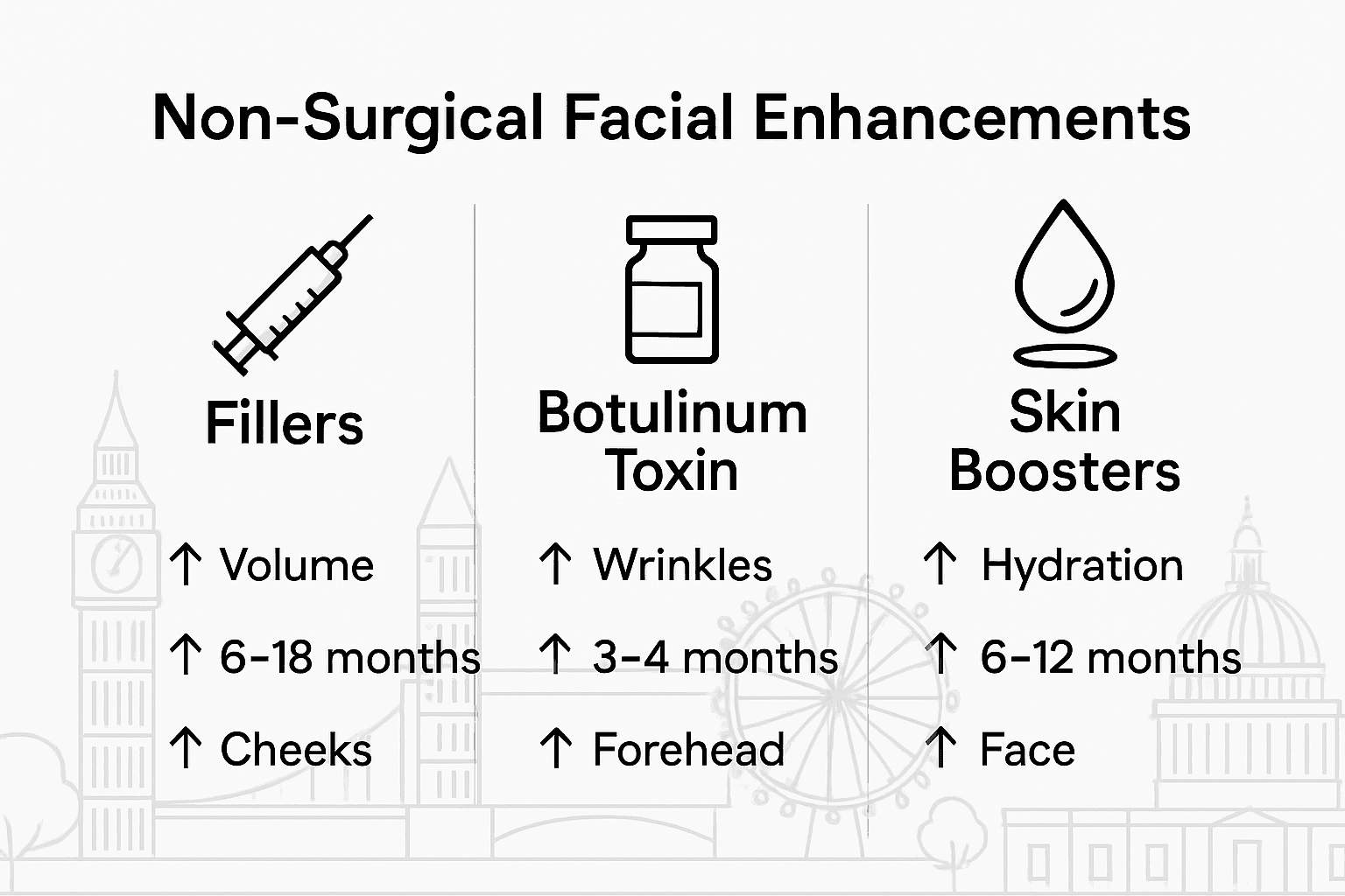 Subtle Facial Enhancements: Natural, Refined Results in London 1 Comparison of key non-surgical facial enhancements