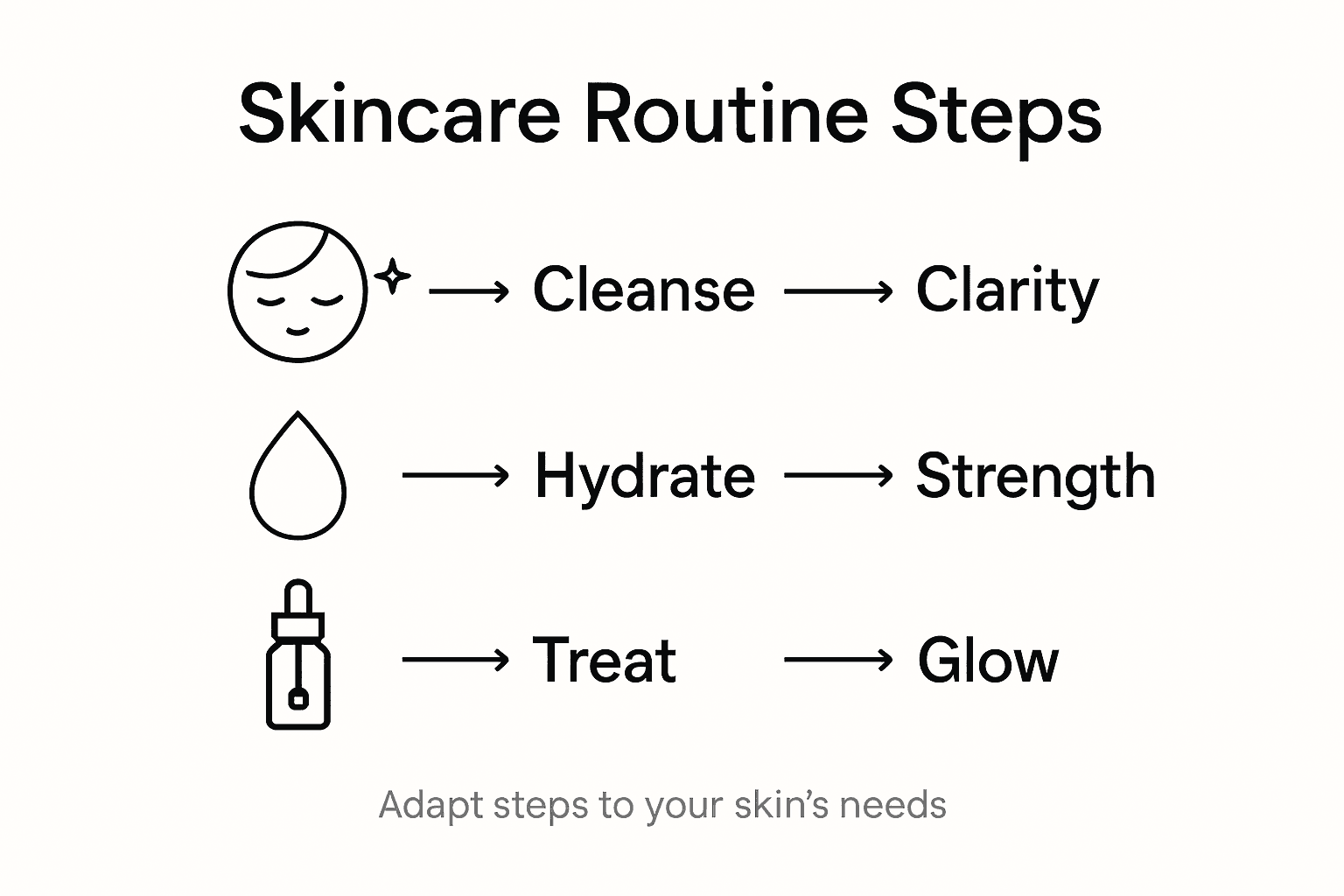 Infographic of skincare steps and benefits