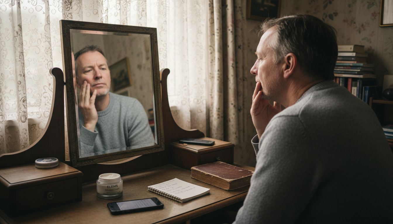 Man observing gradual filler result stages
