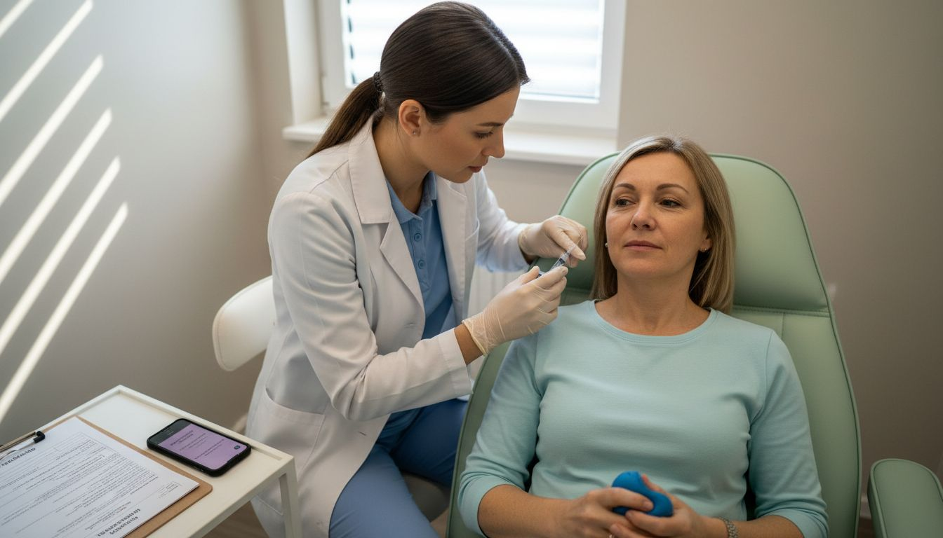 Practitioner applies facial filler treatment