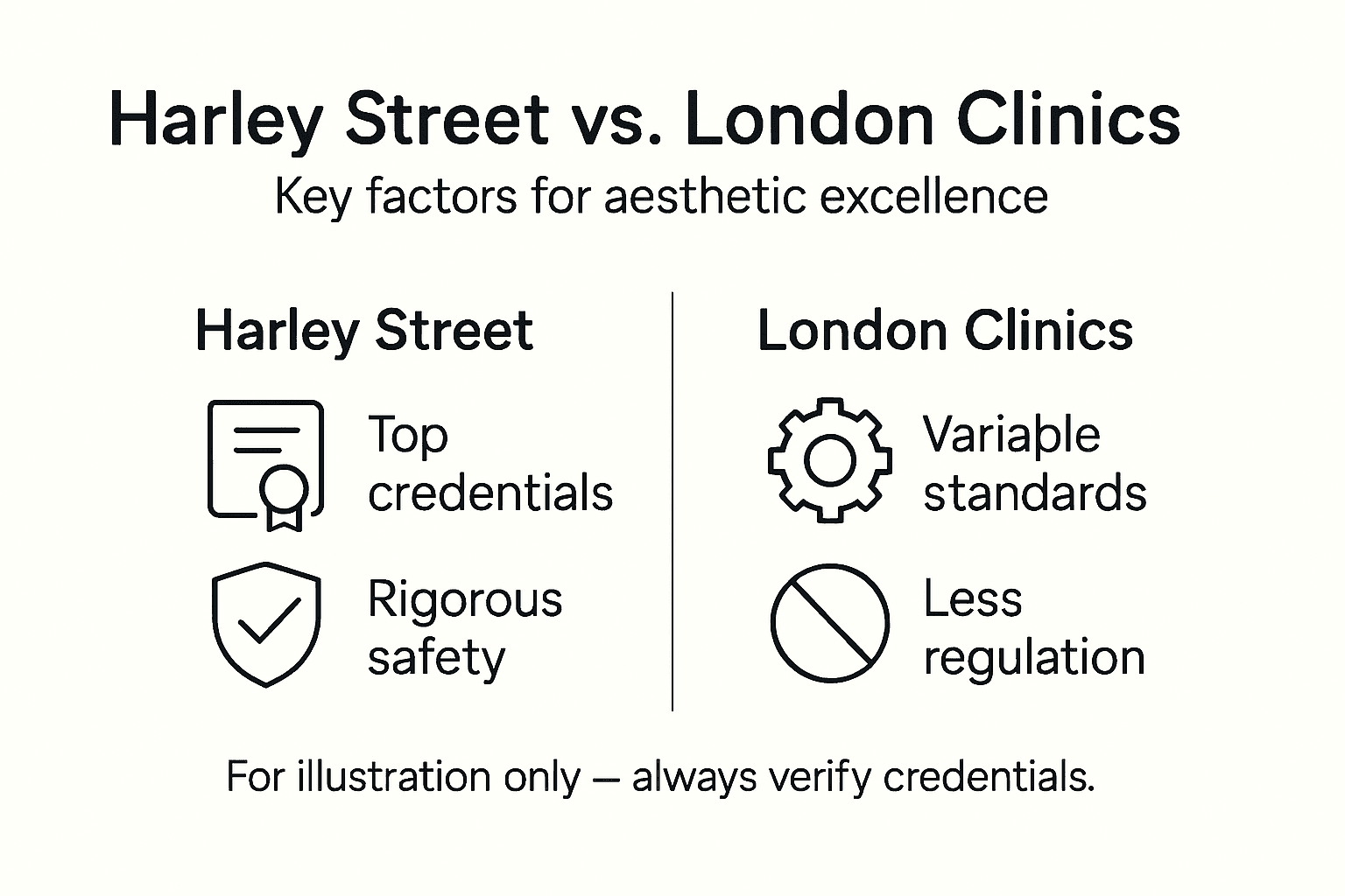 Why Choose Harley Street for Aesthetic Excellence 2 Infographic comparing Harley Street to London clinics