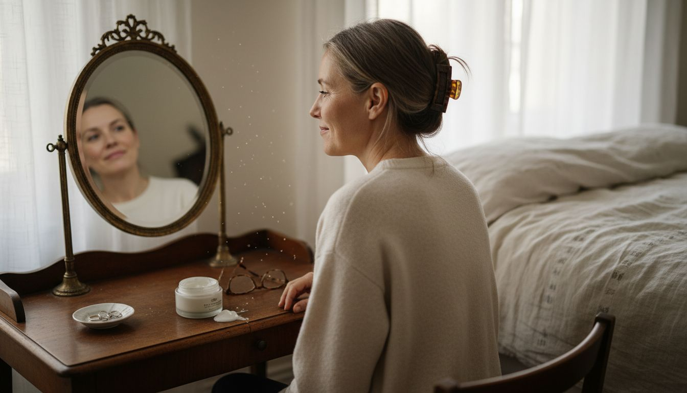 Woman admiring natural facial results