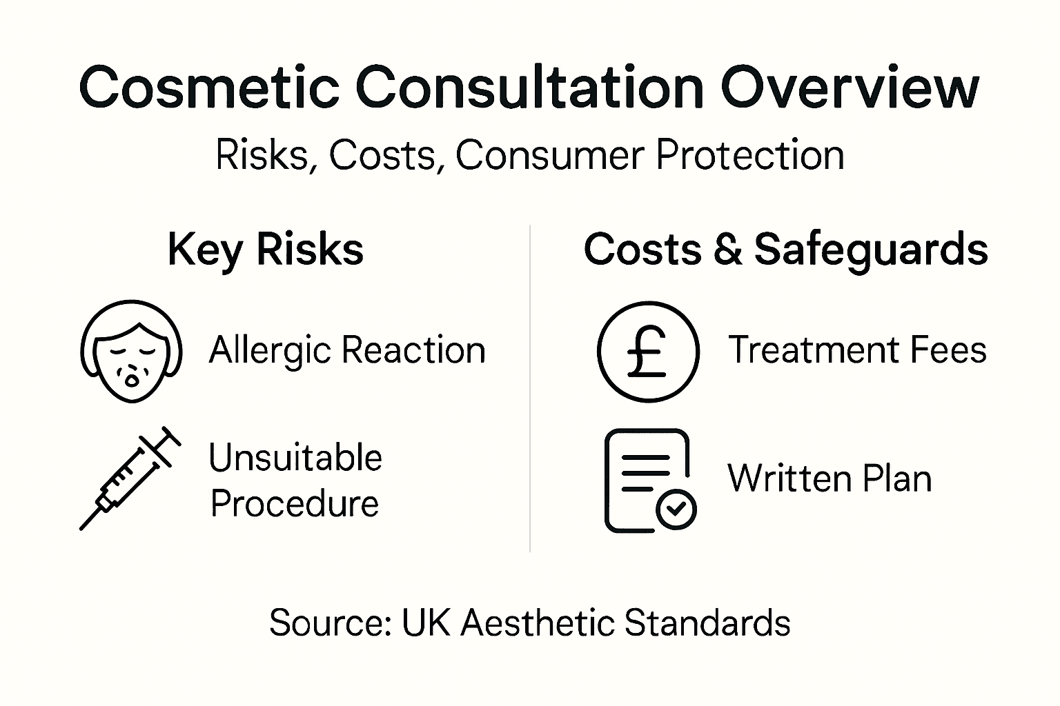 Infographic on risks and costs in cosmetic consultation