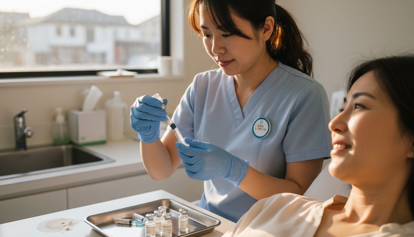 Nurse prepares dermal filler for injection