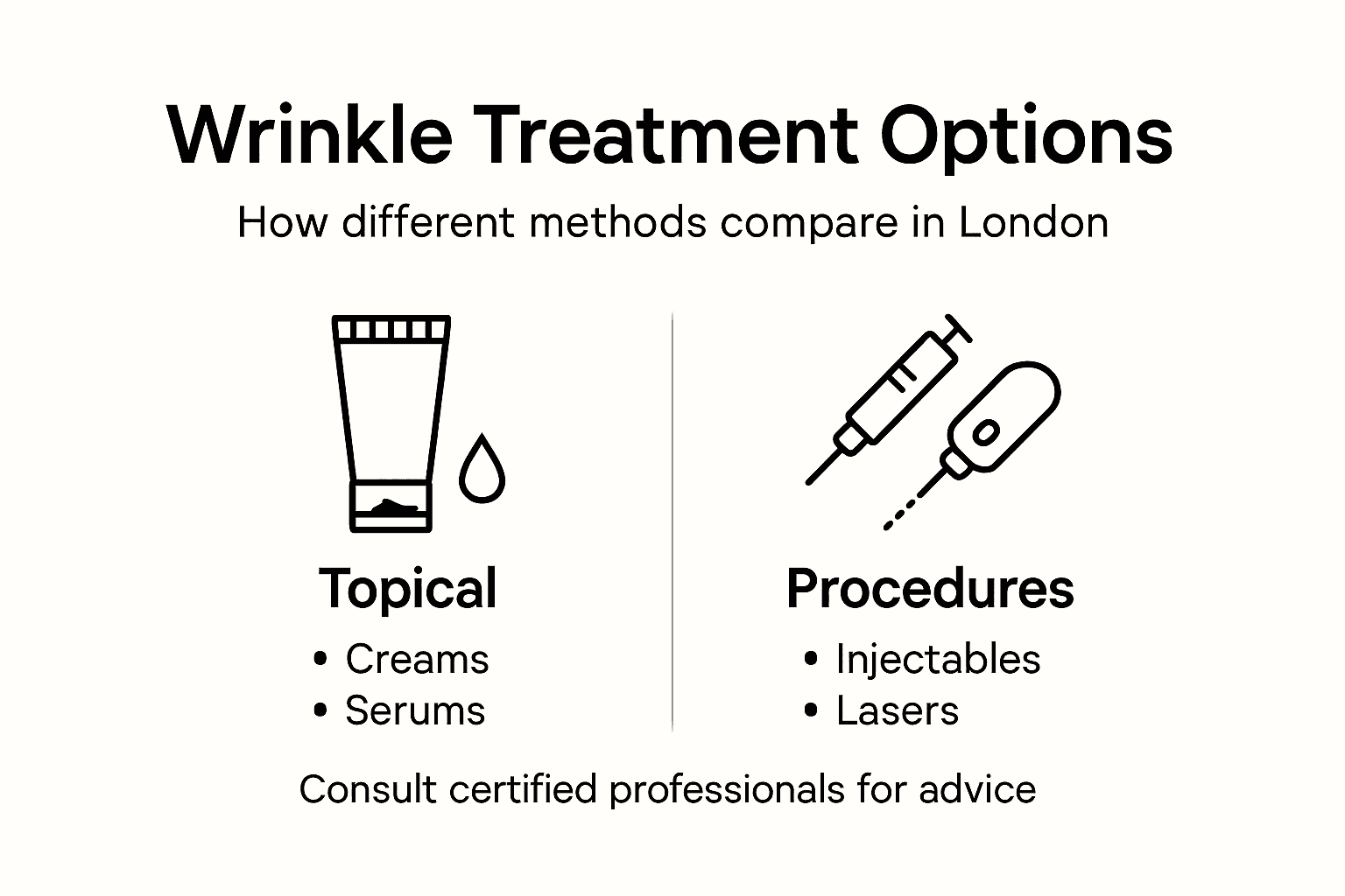 Infographic comparing facial wrinkle treatments