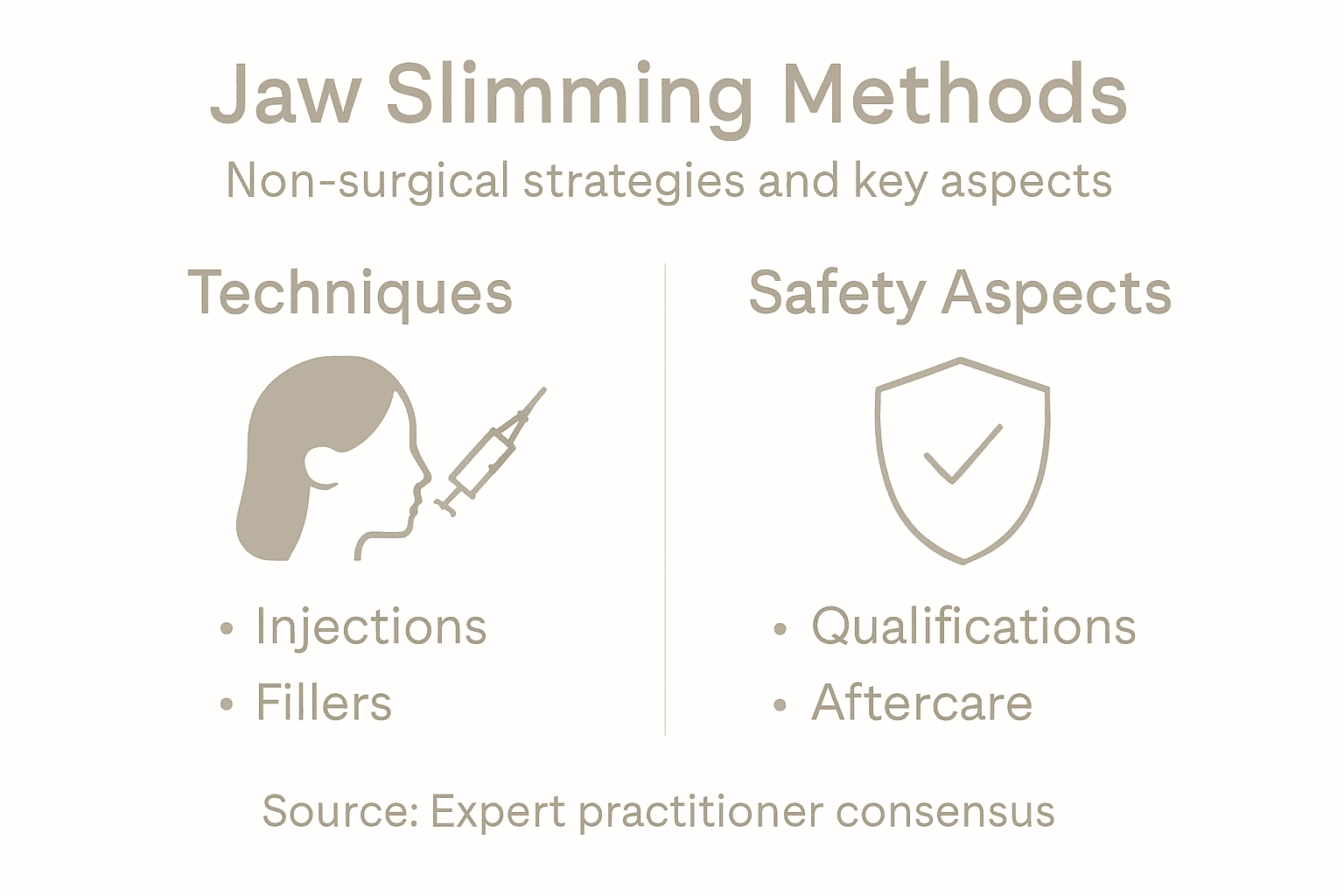Infographic with jaw slimming techniques and safety