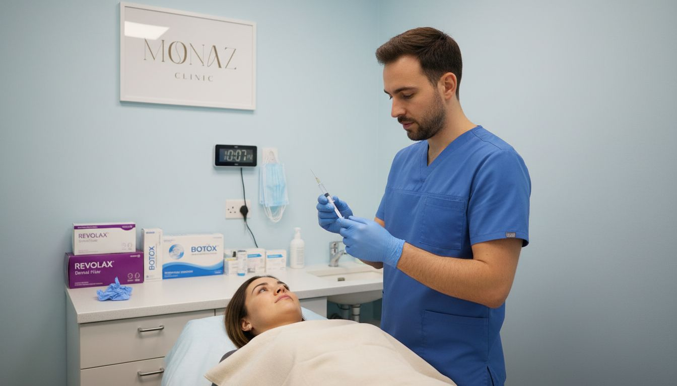 Clinician preparing dermal filler and injection