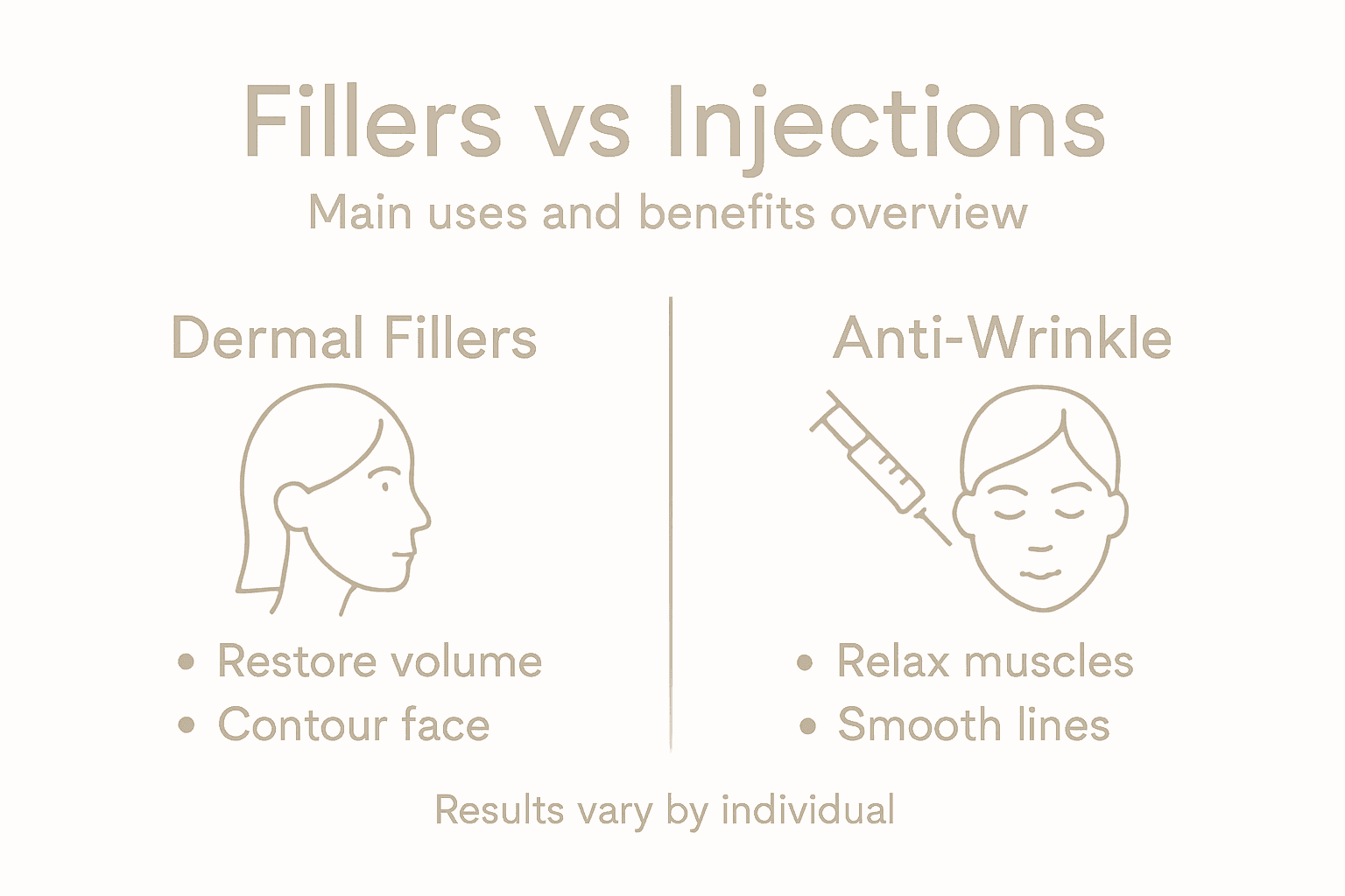 Infographic comparing fillers and anti-wrinkle injections