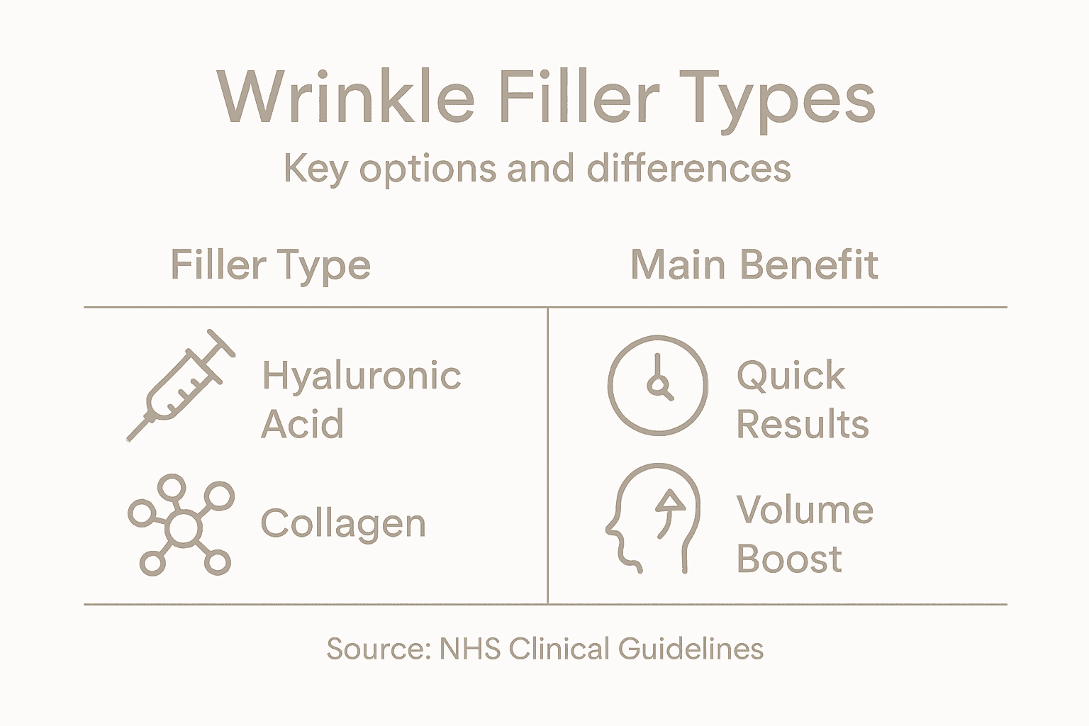 Infographic with wrinkle filler types and benefits