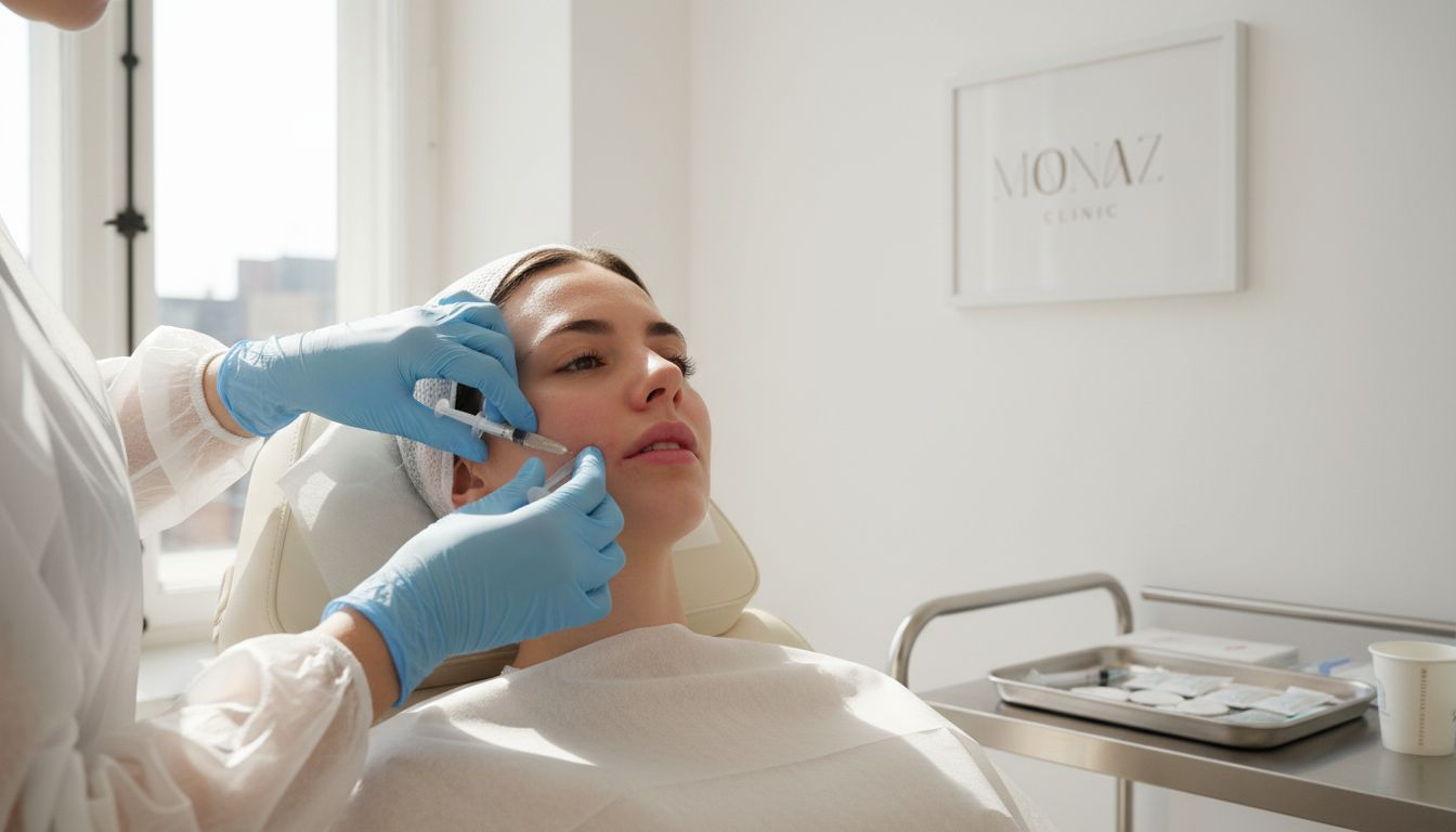 Lip Injections: What Is Used and Why It Matters 1 Clinician performing close-up lip injection