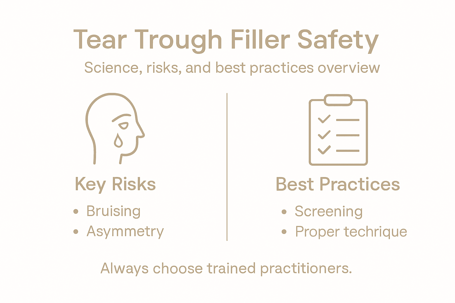 What Filler for Tear Trough: Science and Safety 2 Infographic outlining tear trough filler safety