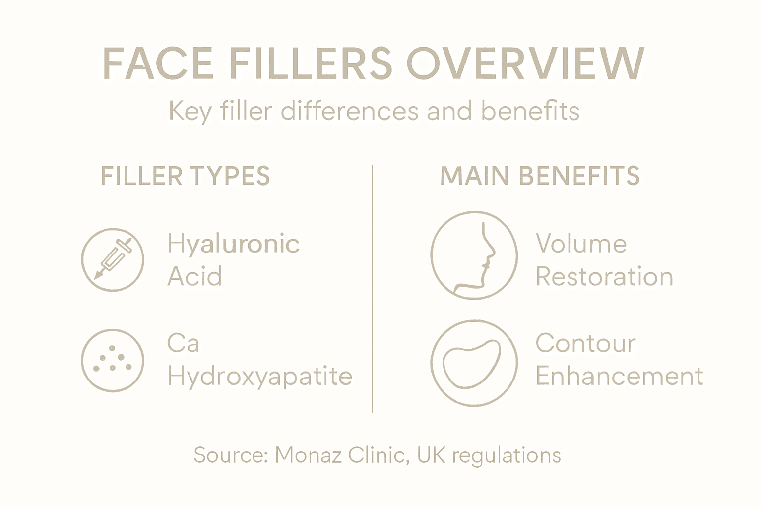 Infographic comparing types and benefits of fillers