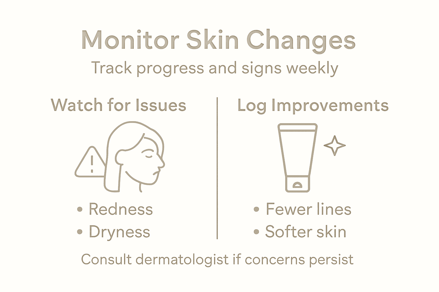Best Anti Wrinkle Cream for Women: Achieve Youthful Skin Safely 2 Infographic showing how to monitor skin improvements and issues