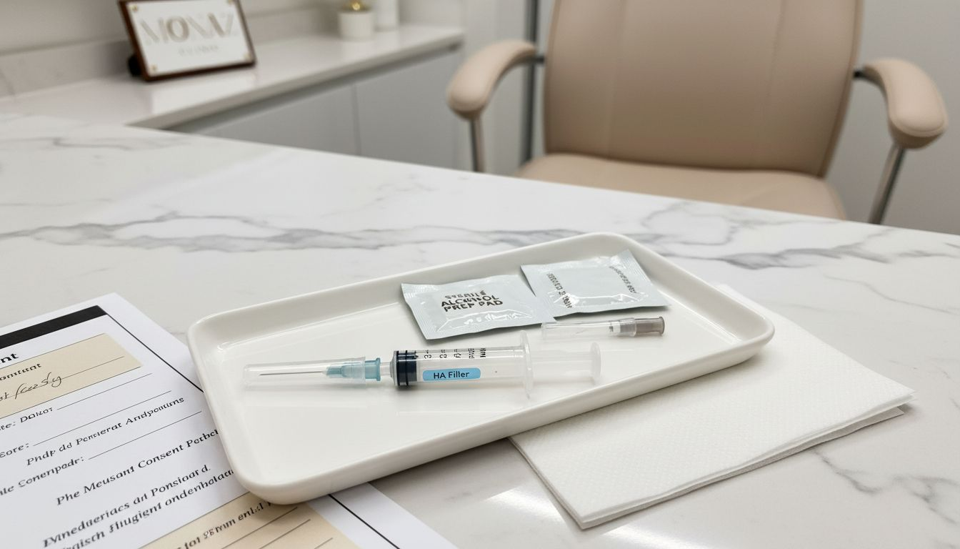 Hyaluronic acid filler syringe with medical tray