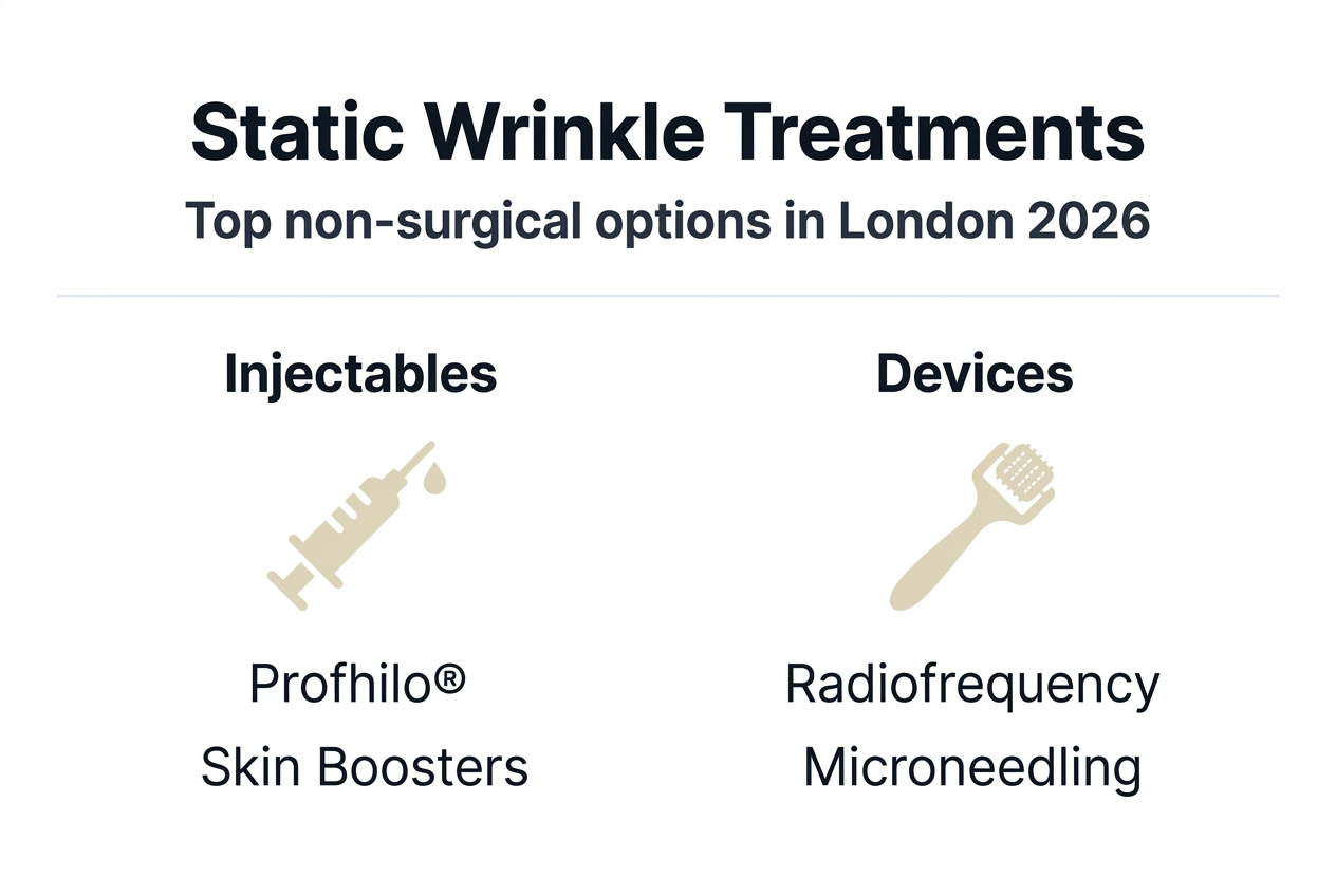 Infographic with main static wrinkle treatment options