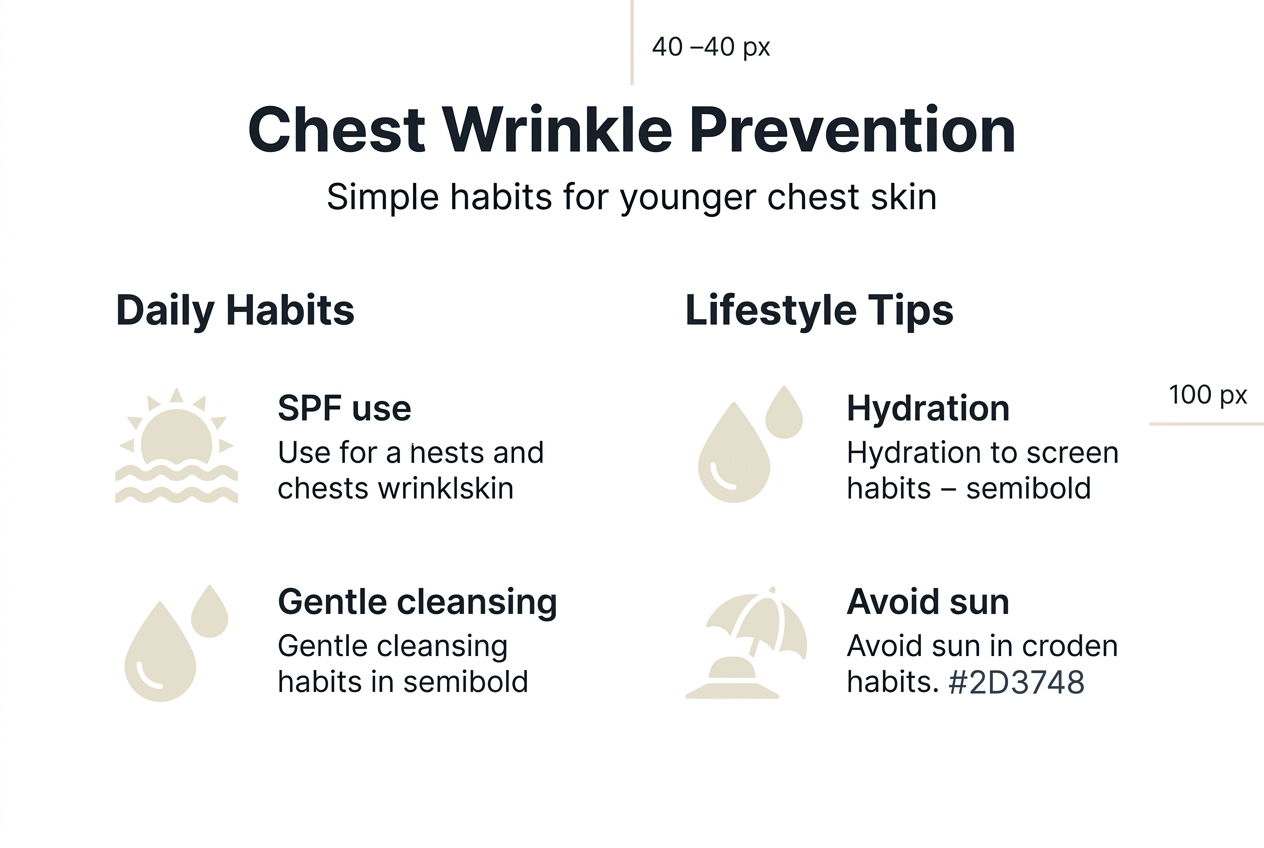 Infographic with chest wrinkle prevention habits