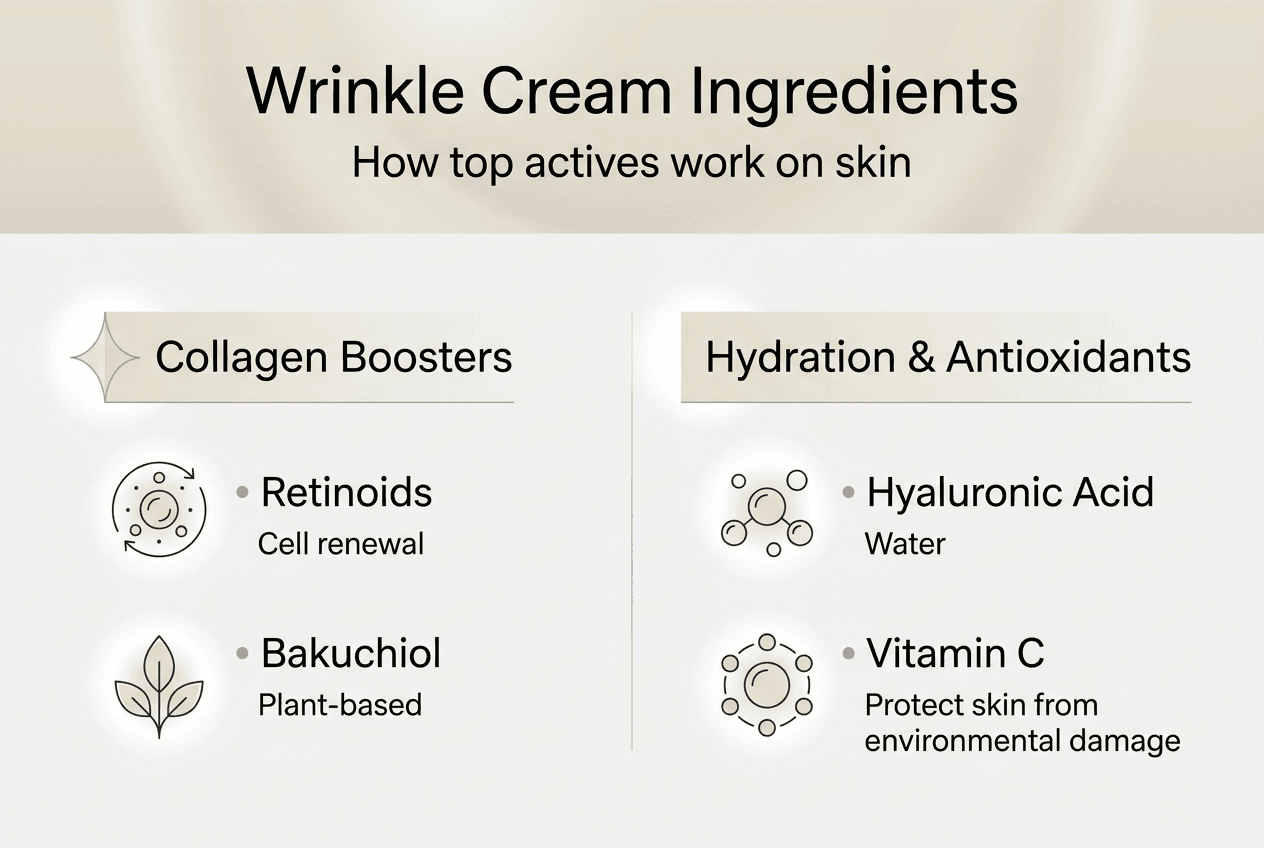Infographic comparing wrinkle cream ingredients