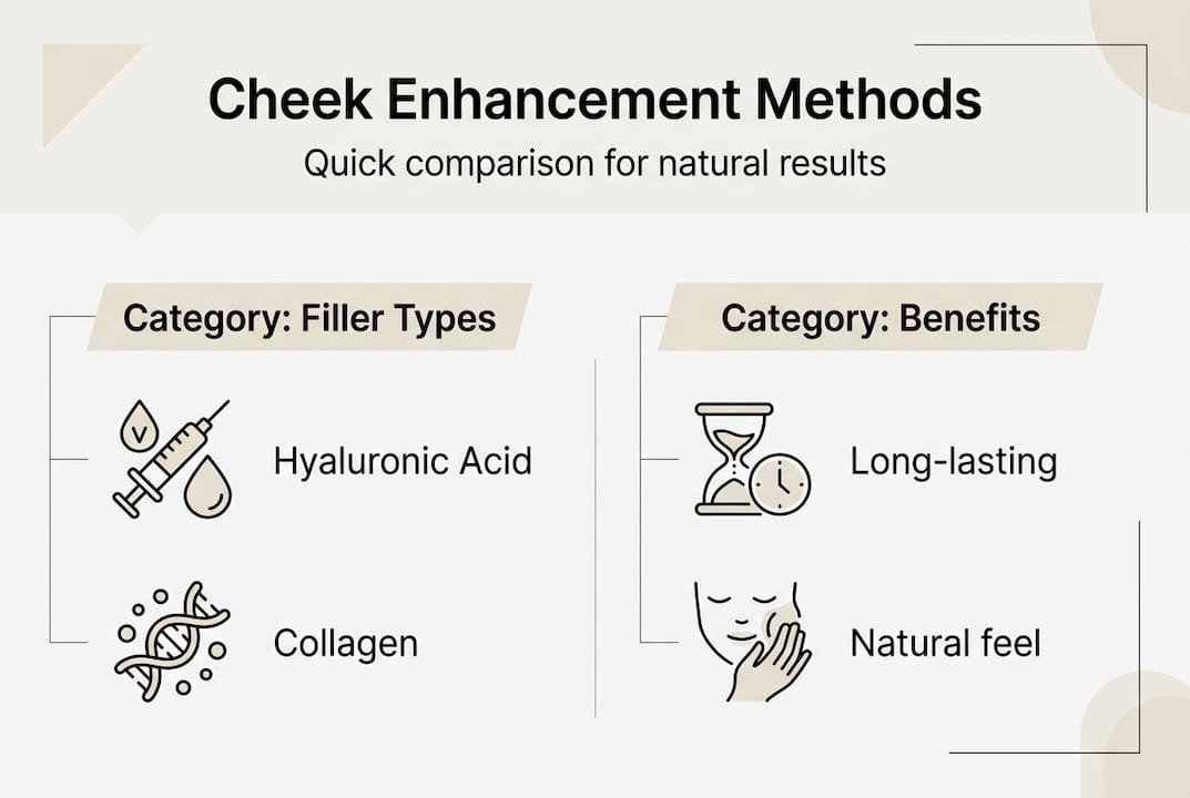 Infographic of cheek enhancement methods and benefits
