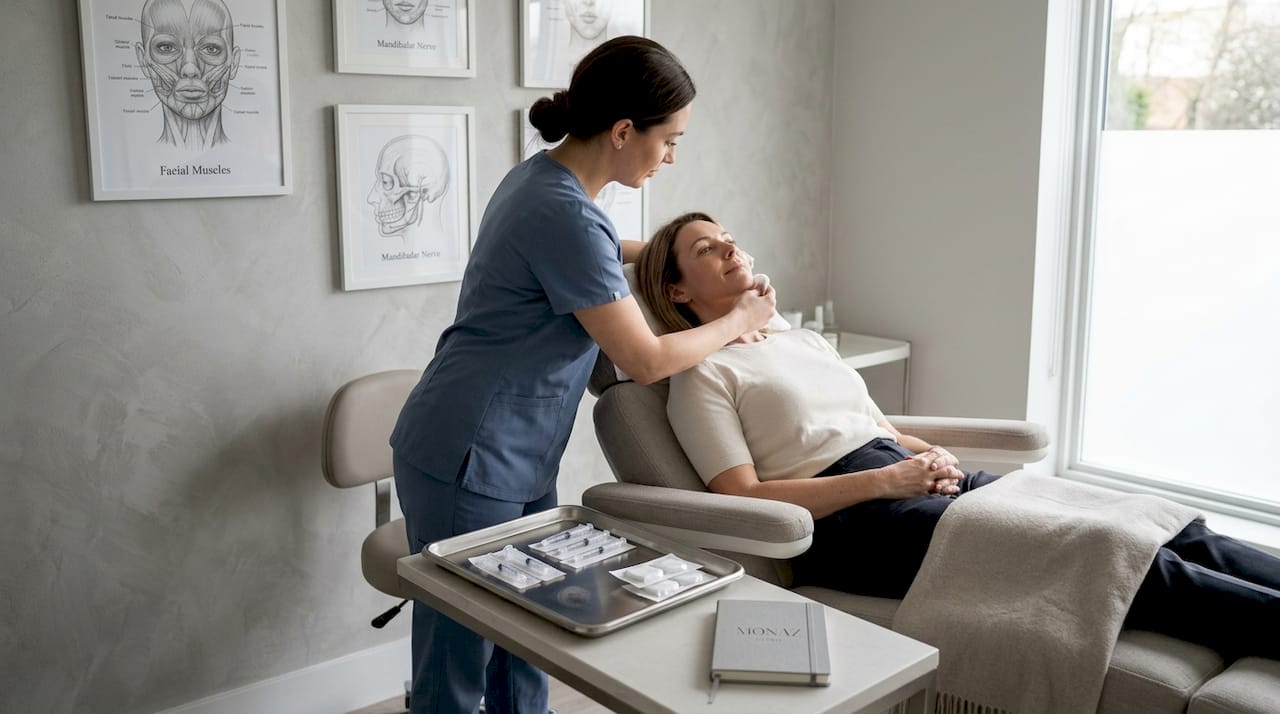 Woman receiving non-surgical facial treatment