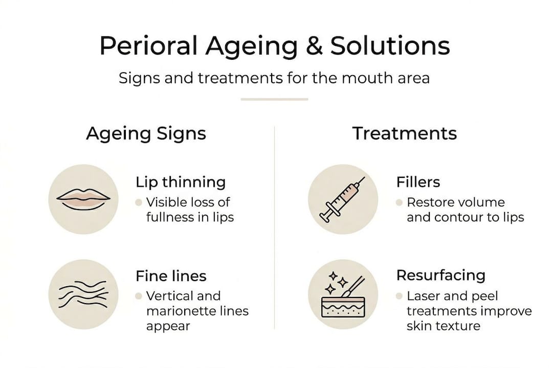 Perioral rejuvenation: restore youthful lips and lower face 1 Infographic with perioral ageing signs and treatments
