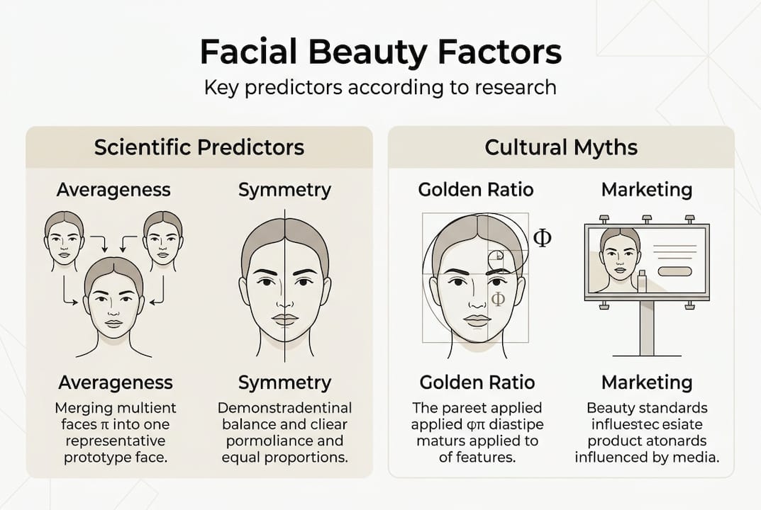What defines facial beauty? Science and practical guidance 2 Infographic comparing scientific and cultural beauty factors