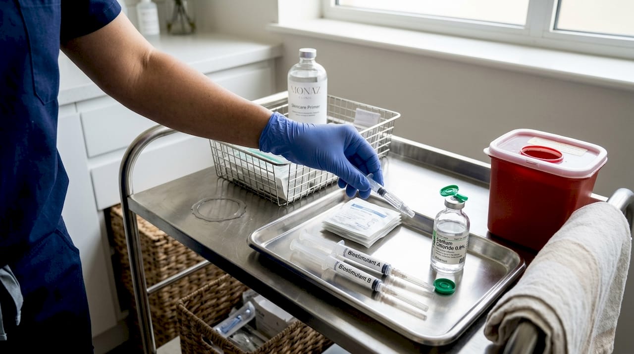 Latest aesthetic innovations for natural beauty in 2026 1 Preparing injectables on clinical tray close-up