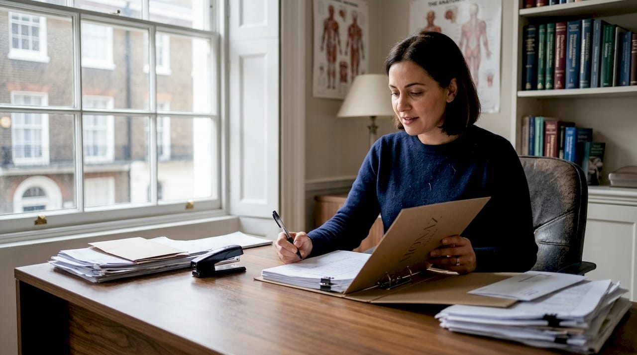 Staff prepares clinic aftercare guidance folder