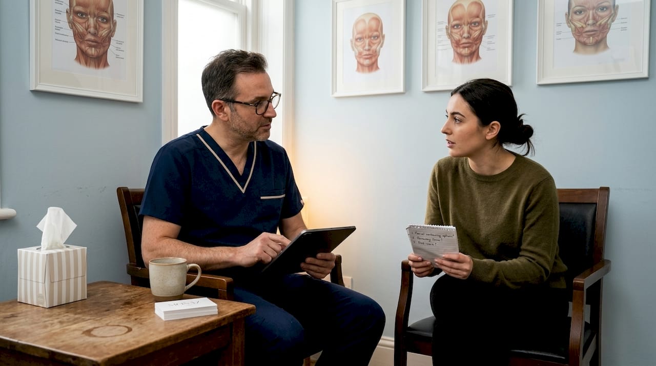 How to research facial aesthetics clinics: safe results 1 Clinic consultation between practitioner and client