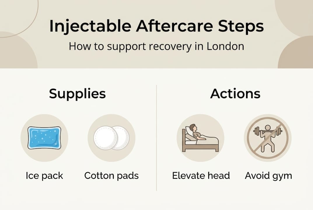 Injectable aftercare guide for optimal results in London 1 Infographic outlining aftercare supplies and actions