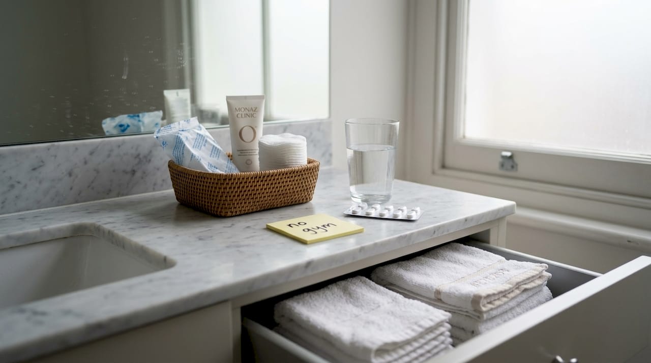 Injectable aftercare guide for optimal results in London 2 Aftercare supplies arranged on a bathroom counter