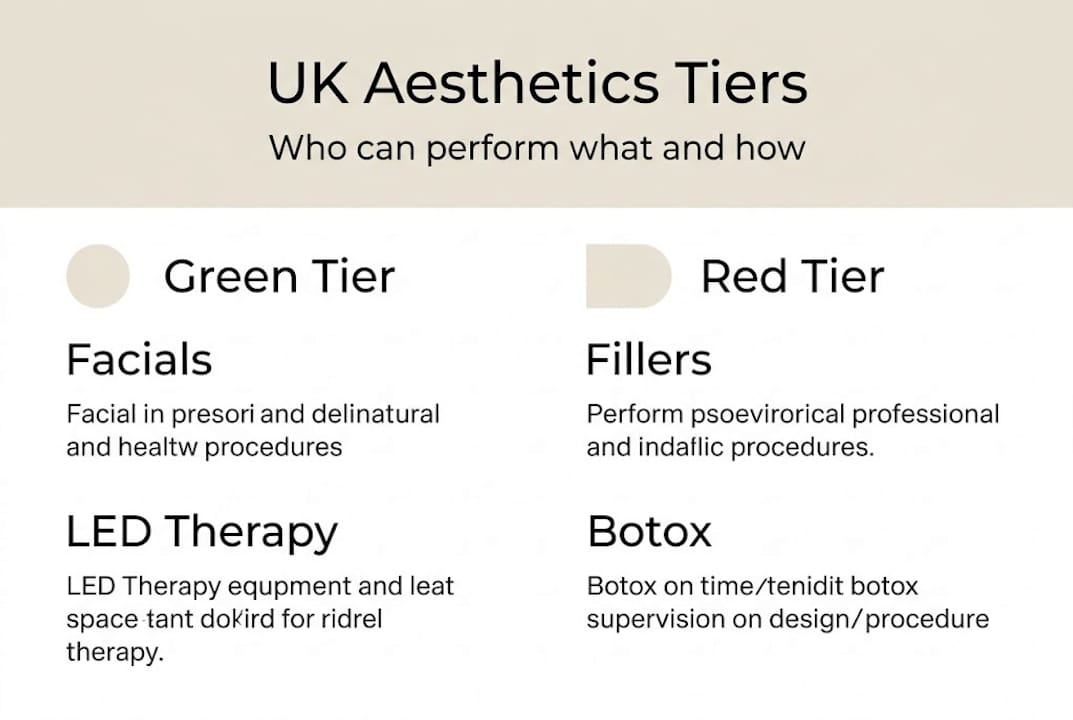 Infographic explaining UK aesthetic procedure tiers