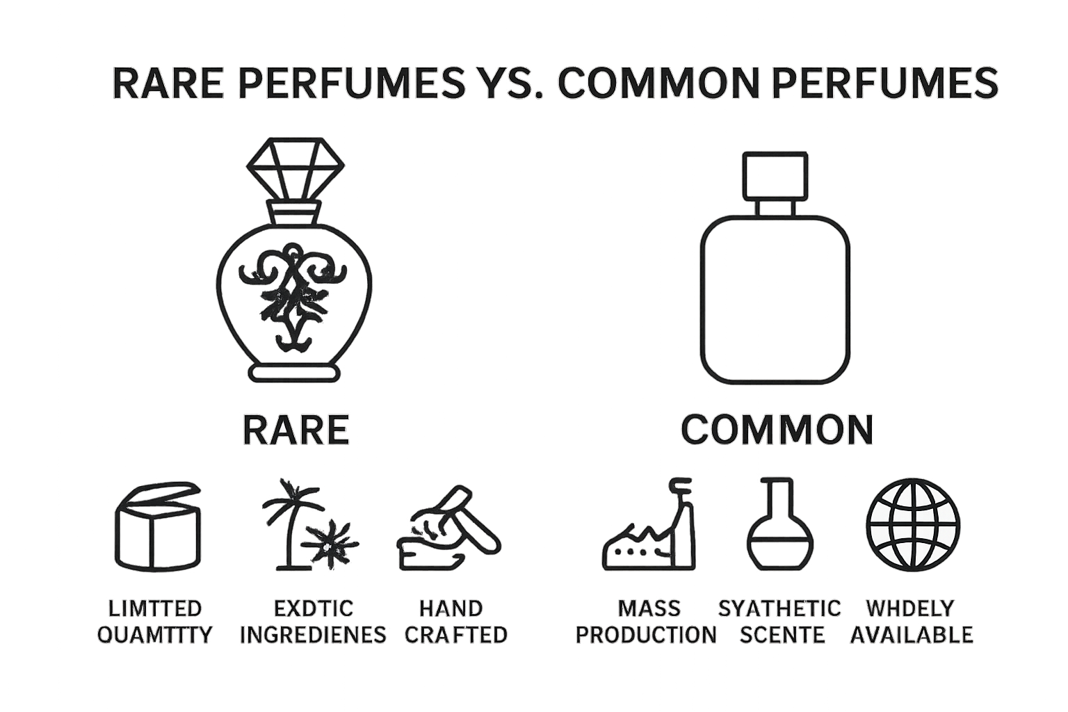 Compare rare and common perfume traits visually