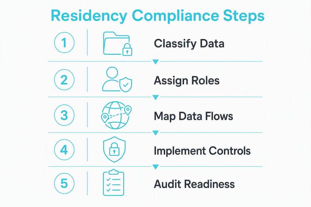 Infographic detailing data residency compliance steps