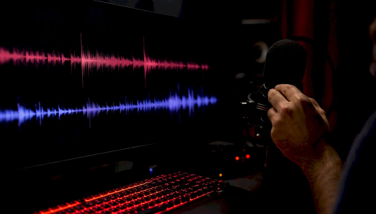 Audio waveform and cable adjustment in recording room