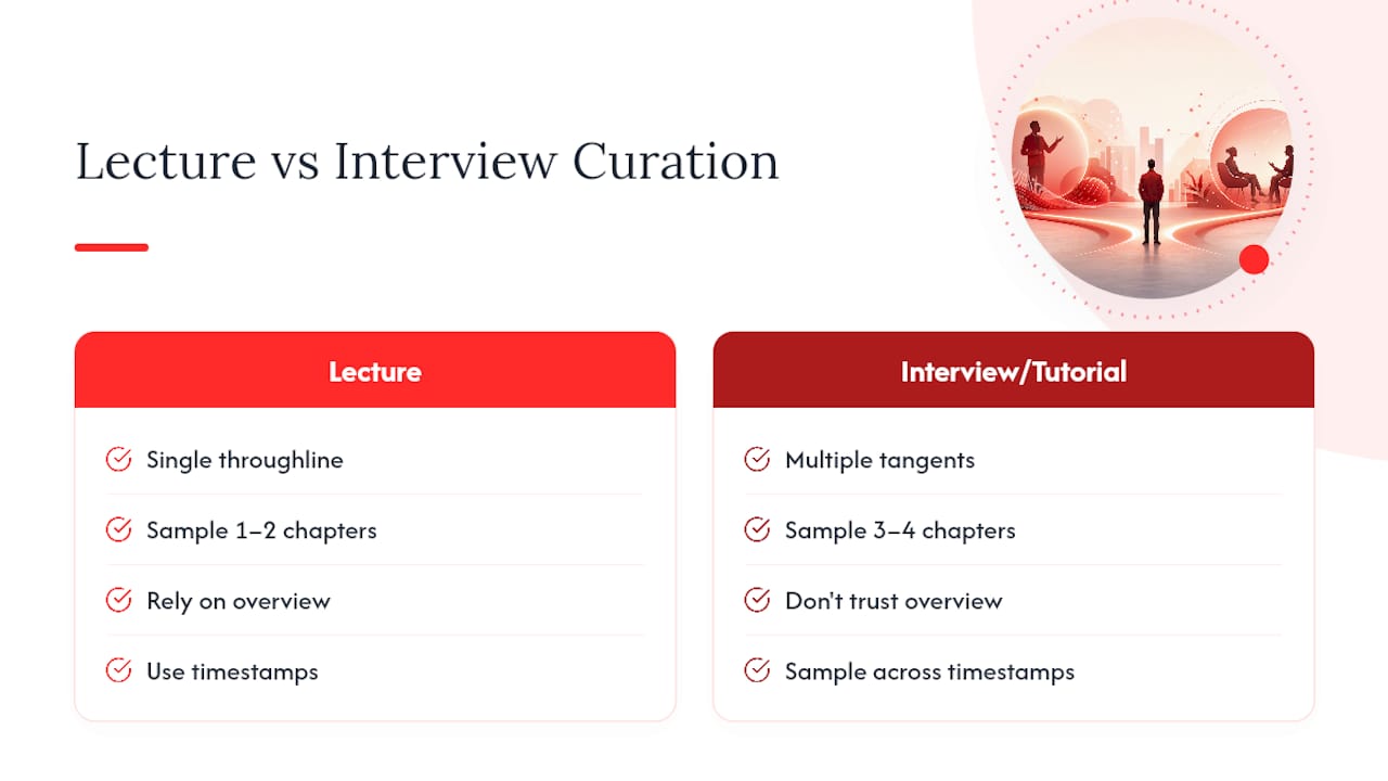 Lecture and interview video triage comparison