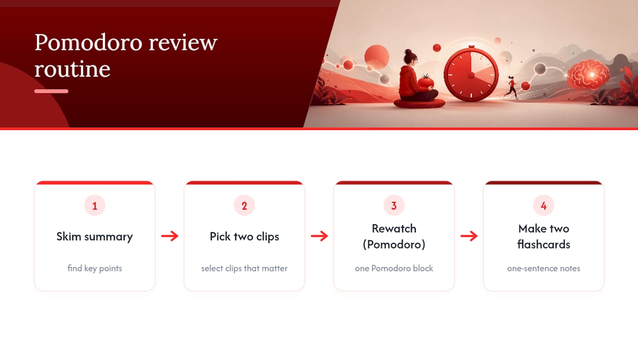 Four-step summary-first study workflow