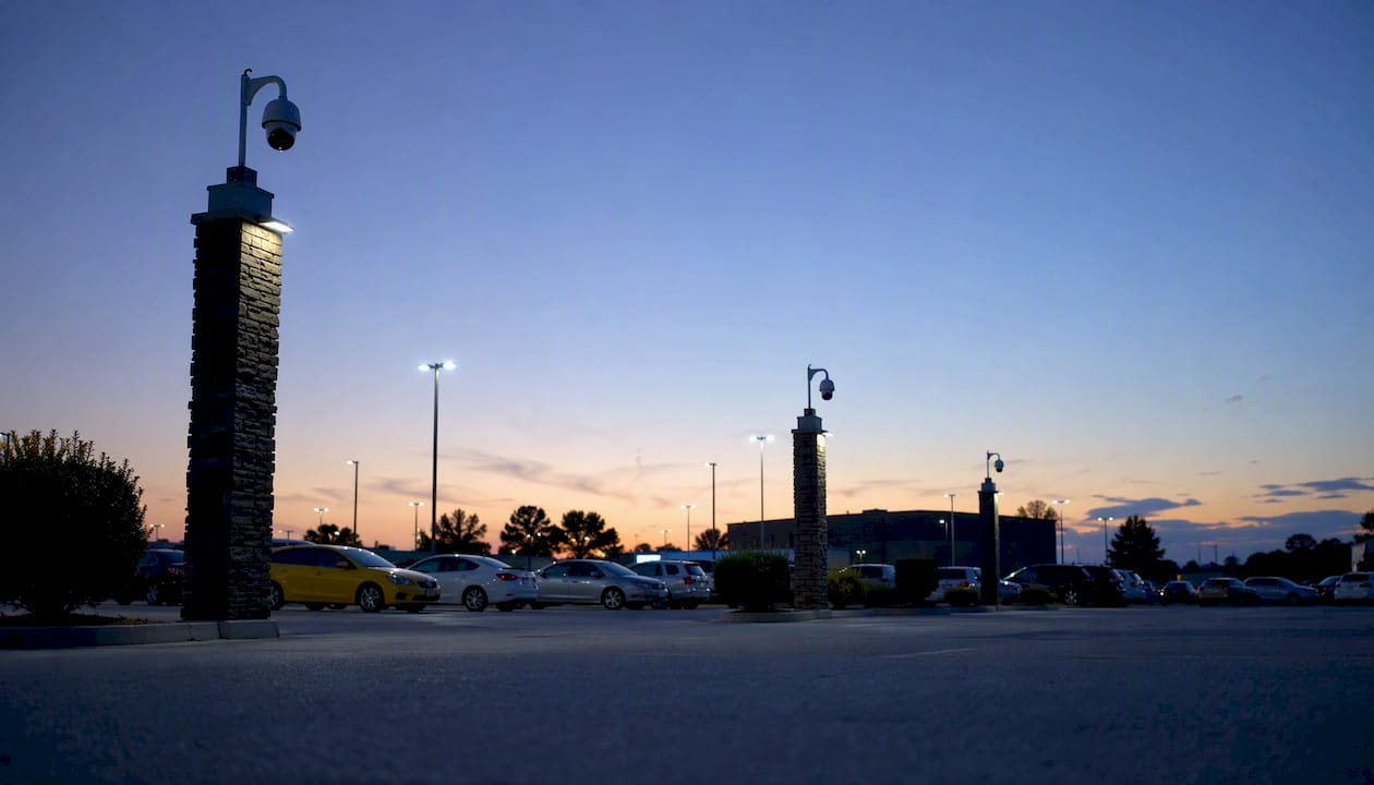 Dome cameras mounted at standard height in car park