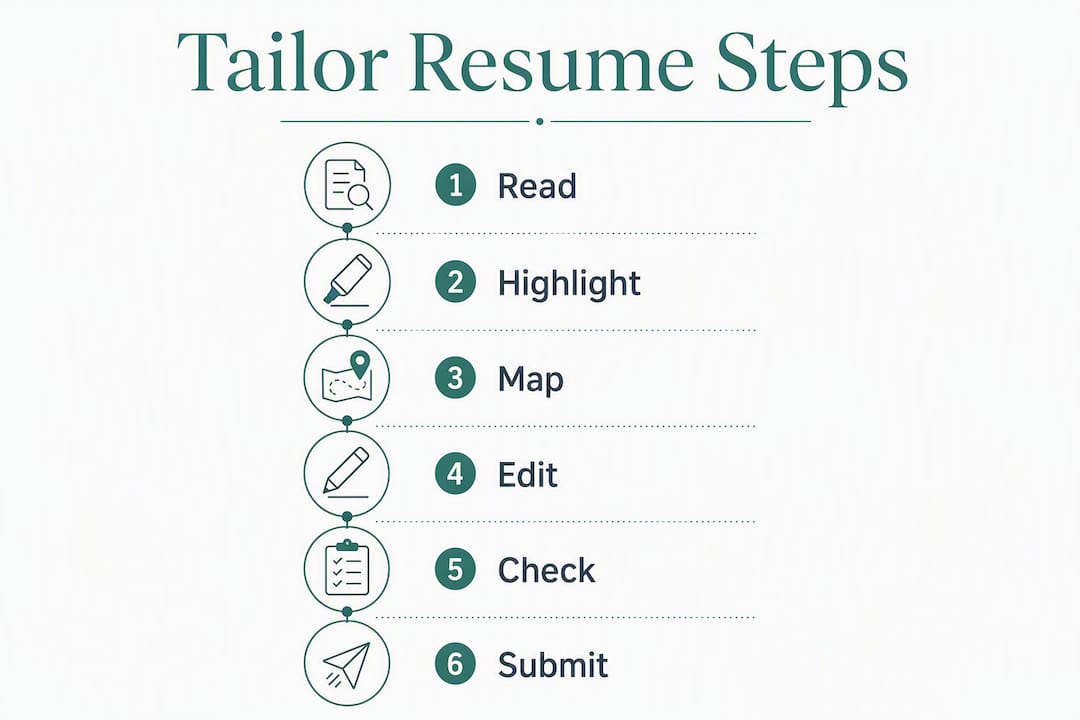 Infographic outlining resume tailoring steps