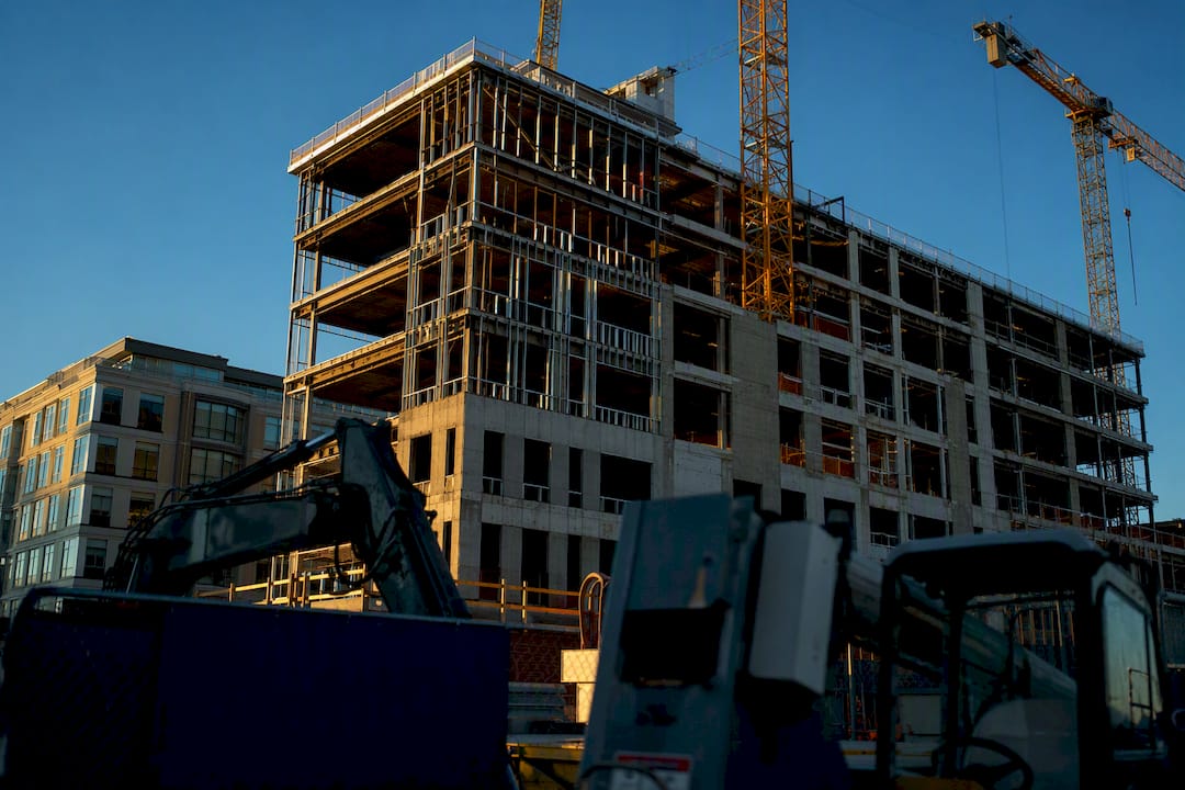 Multi-story building construction site