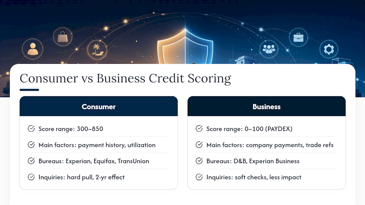 Comparison between consumer and business credit scoring
