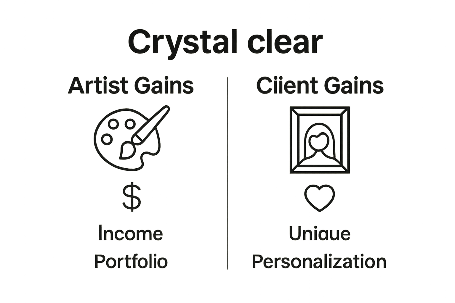 Infographic showing benefits for artists and clients in art commissions