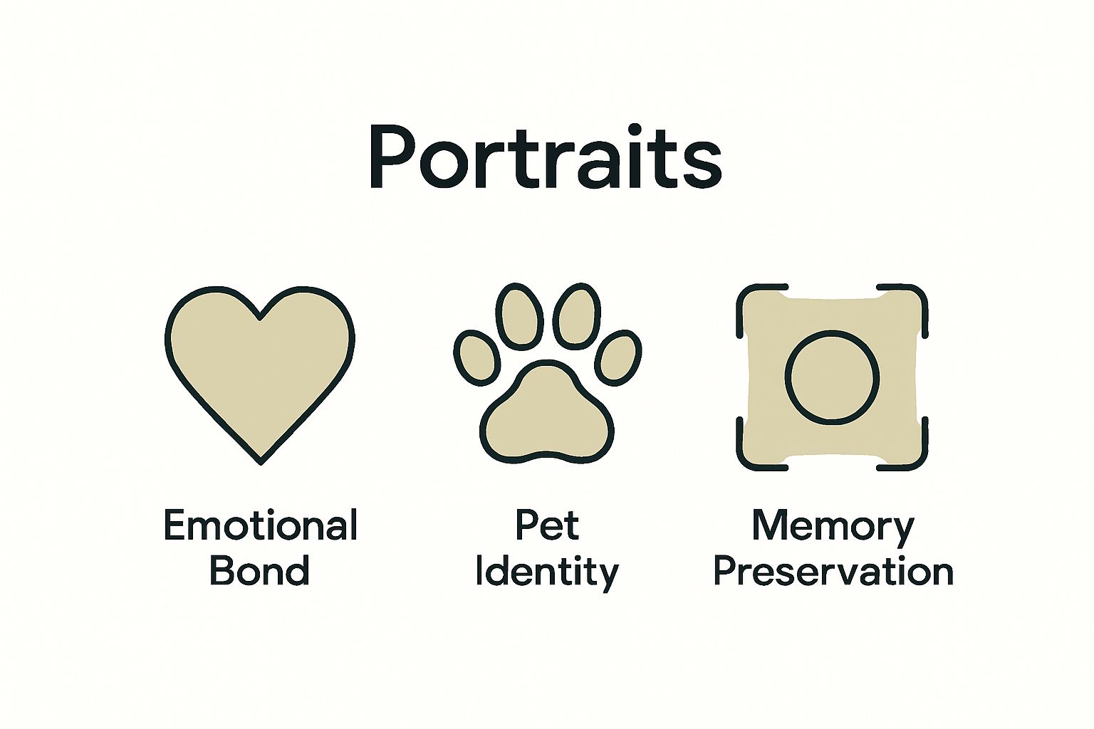 Infographic comparing emotional bond, pet identity, memory preservation