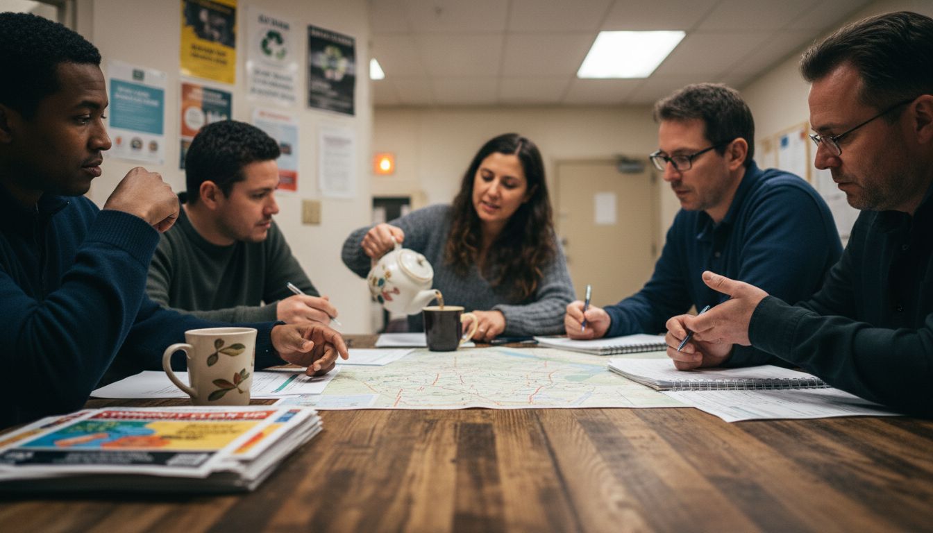 Community group discussing local business plans