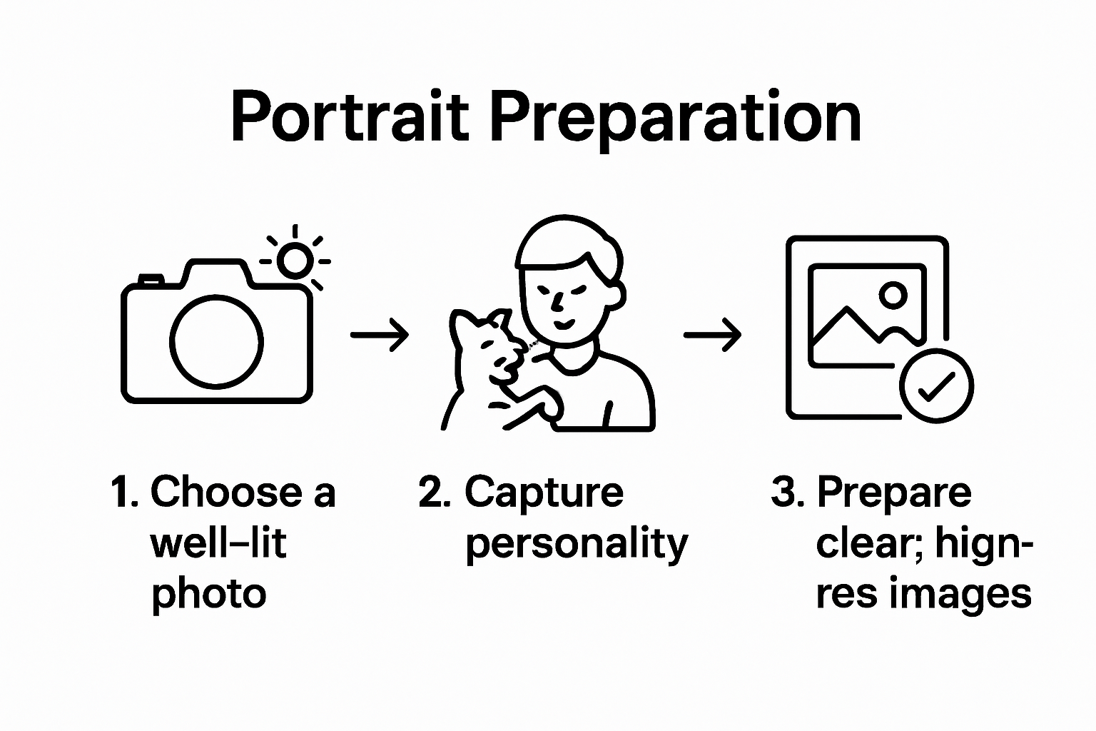 Pet portrait preparation steps infographic