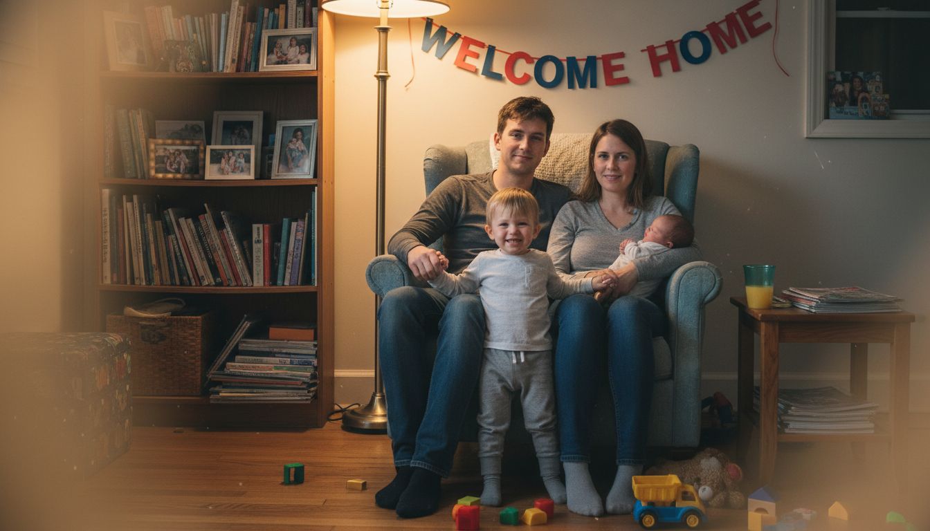 Family celebrating new baby milestone