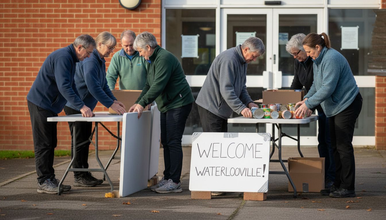 Volunteers setting up outside Waterlooville Community Centre
