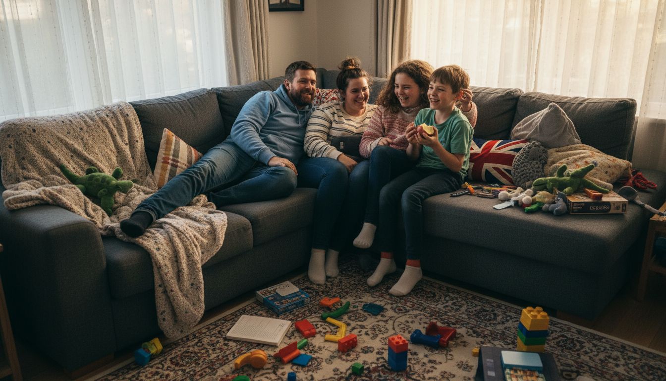Family portrait in relaxed home setting