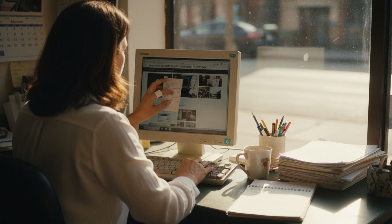 Woman organizing business documents for awards