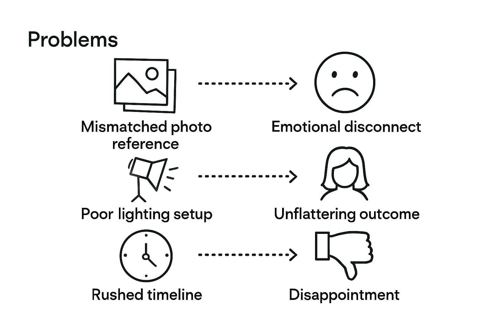 Infographic of common portrait pitfalls and effects
