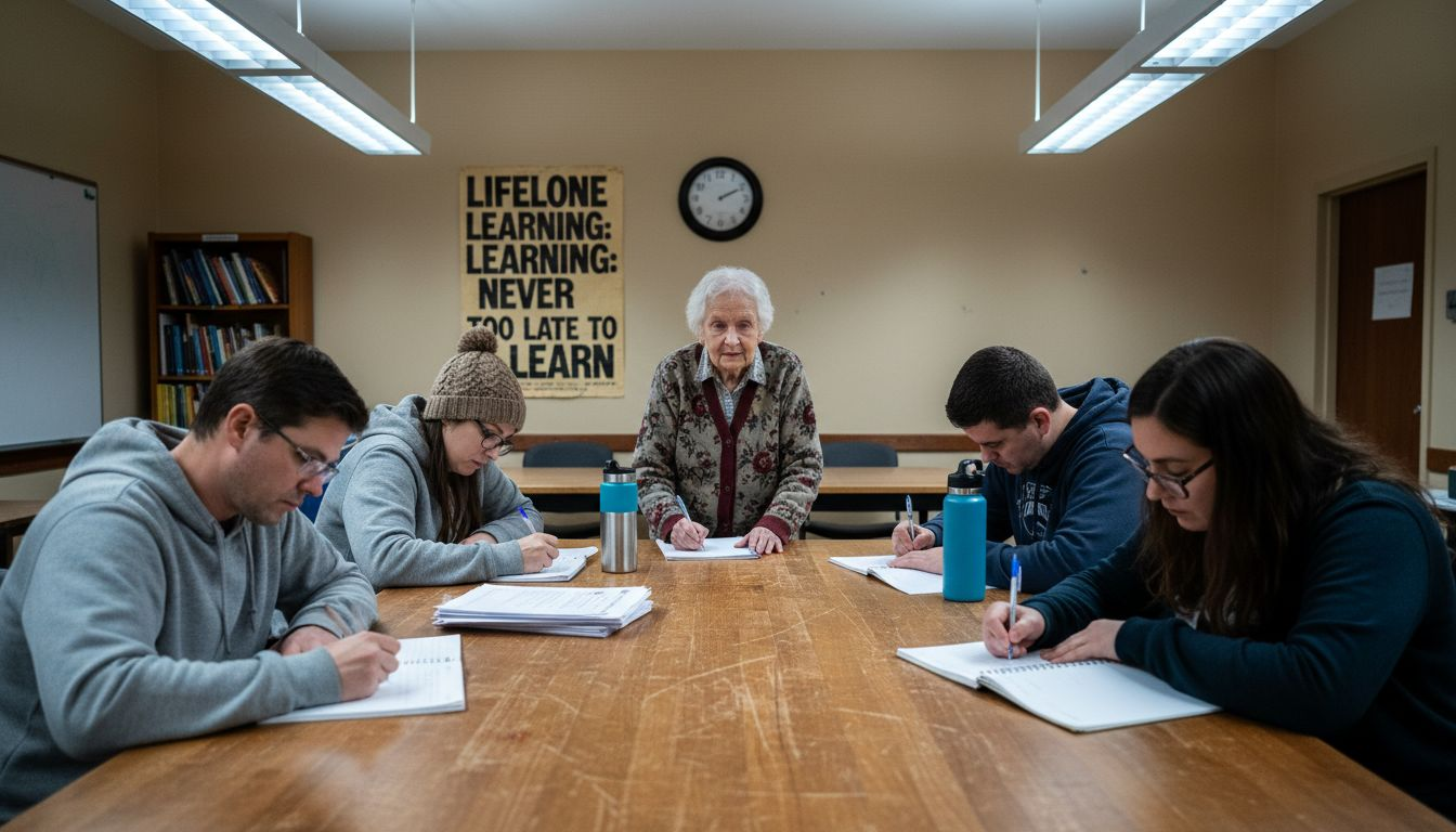 Adults learning together in community class